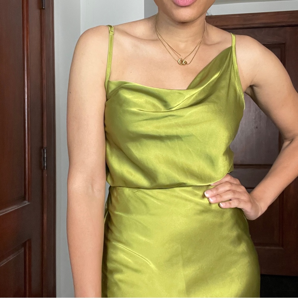 Green Satin Skirt + Bonus Bodysuit